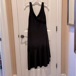 6 BISOU BISOU Black Evening Dress Midi Slipover head Sleeveless asymmetrical hem
